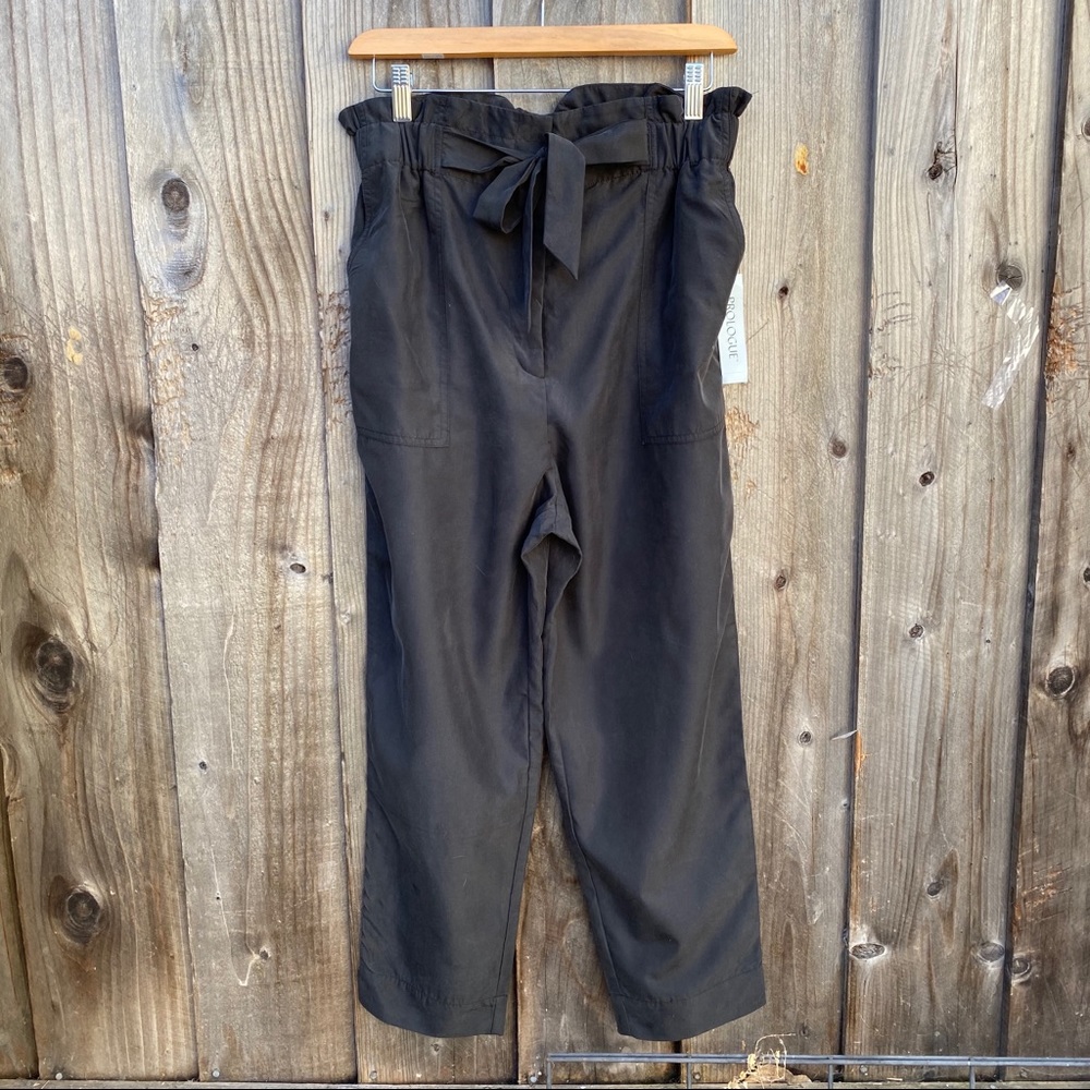 Straight Leg Ankle Length Paperbag Waist Pants